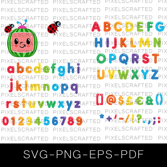 Cocomelon Font SVG Bundle, Cocomelon Alphabet, Letters, Cocomelon SVG Bundle