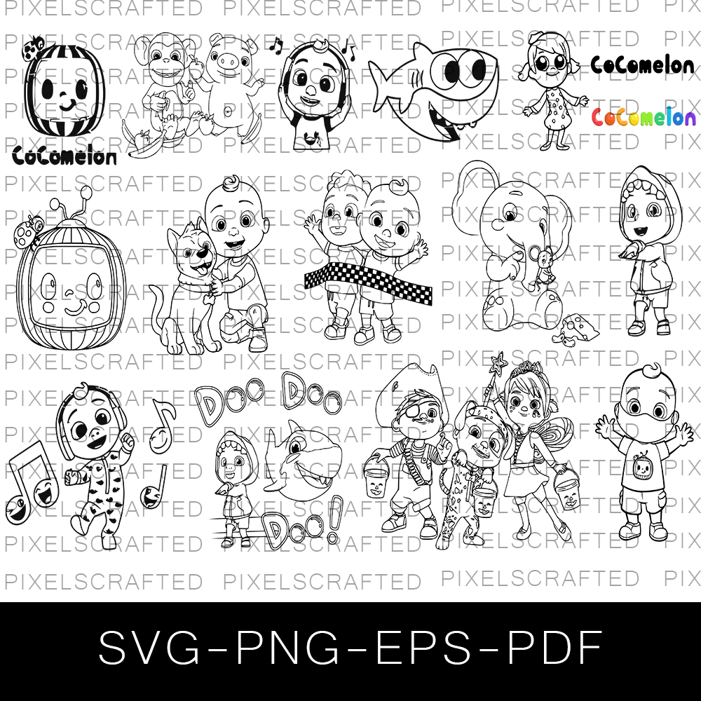 Cocomelon Silhouette SVG Bundle, Cocomelon Cut file, Clipart