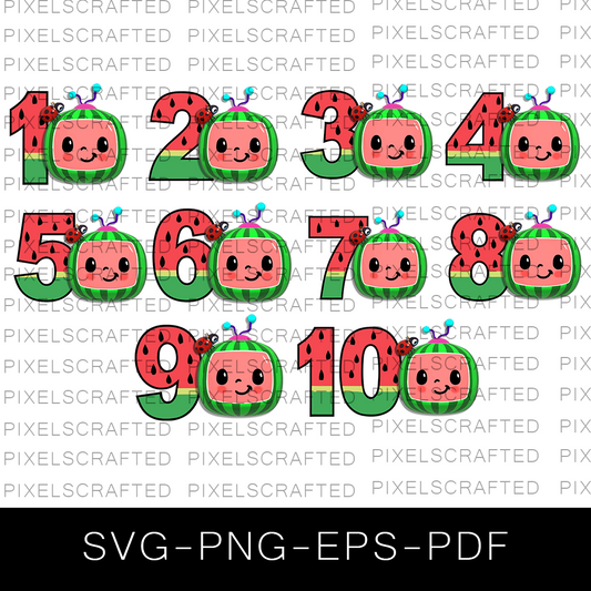 Cocomelon Number SVG Bundle, Cocomelon Number Cut file, Clipart