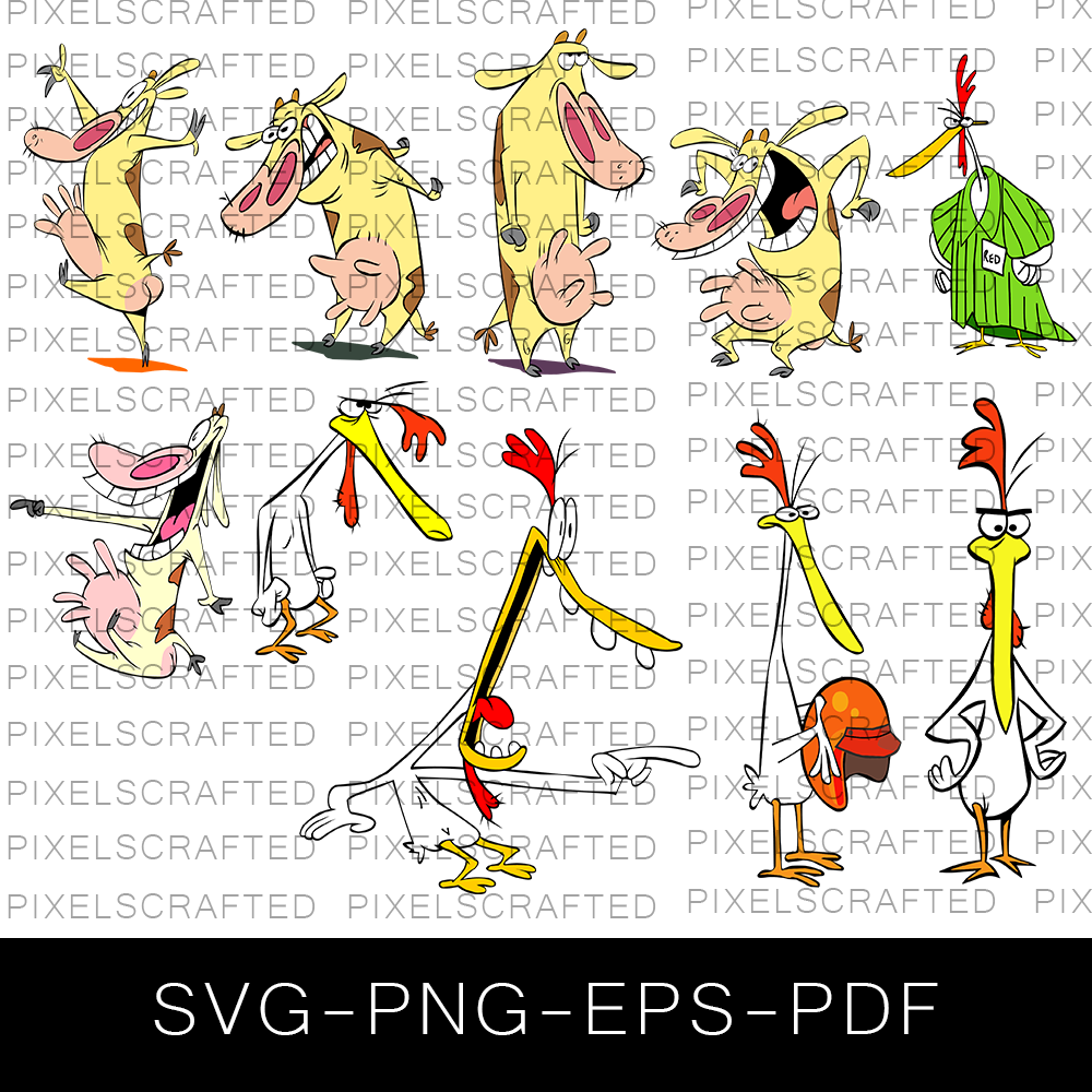 Cow and Chicken SVG Bundle, Cow and Chicken Cut file, Clipart