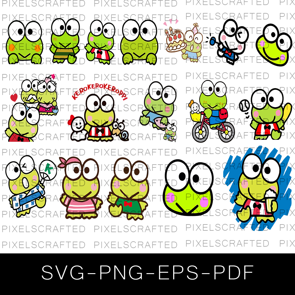 Cute Frog SVG Bundle, Tiana Frog Cut file, Clipart, Doodle Frog SVG