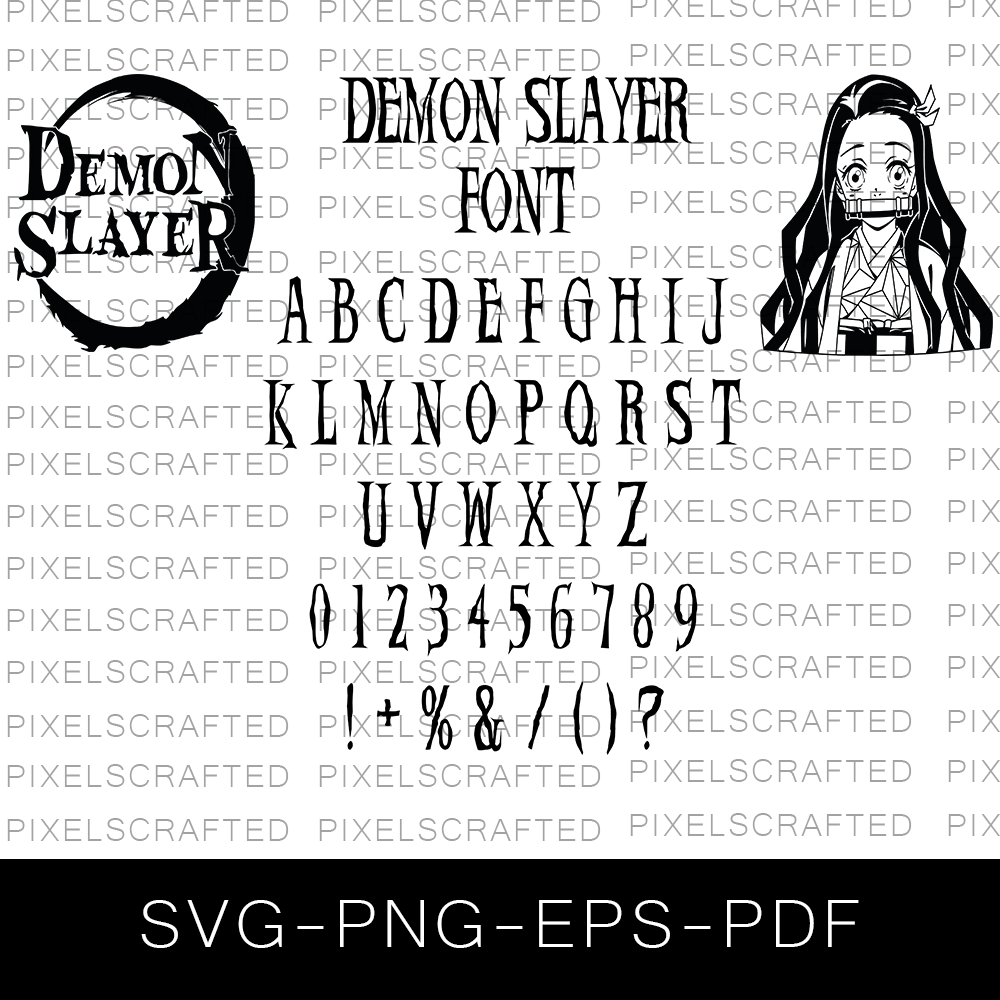 Demon Slayer Font SVG Bundle, Demon Slayer Alphabet, Letters, Anime Font SVG Bundle