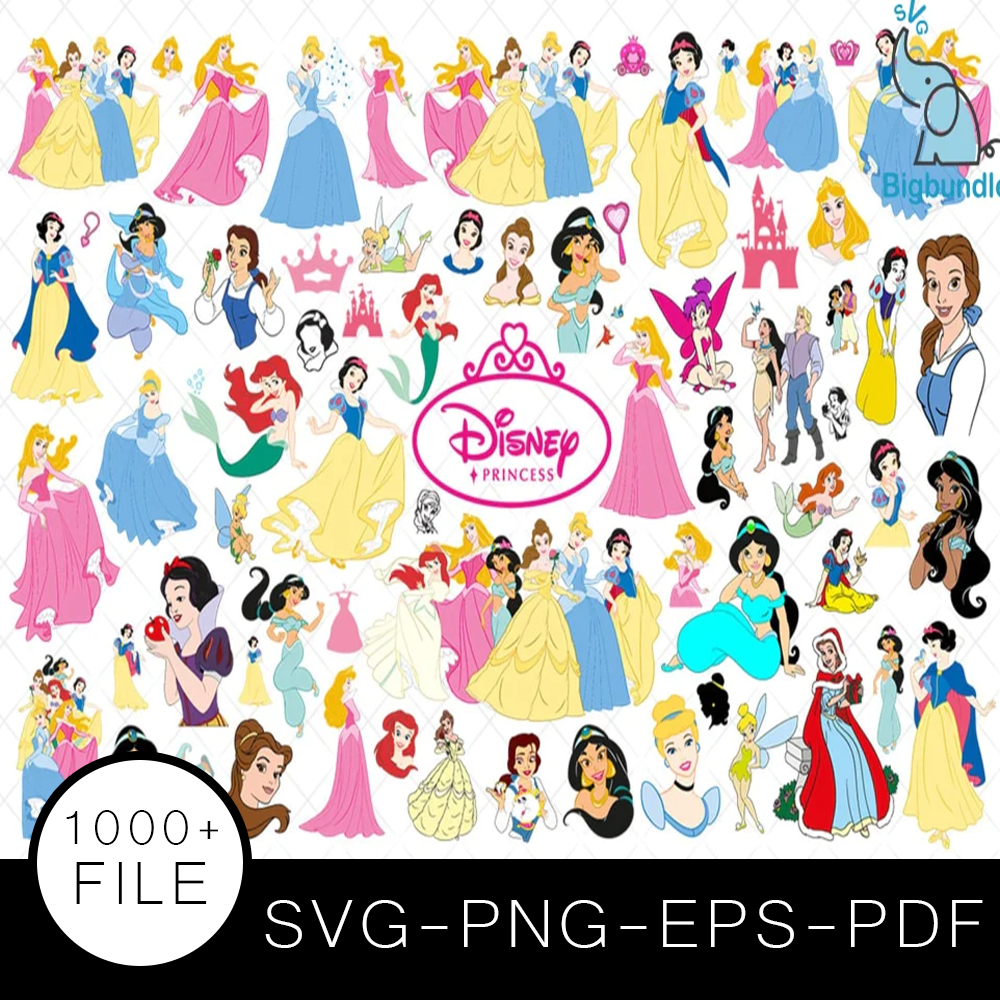 Disney Princess SVG Bundle, Disney Princess Cut file, Disney Princess ...