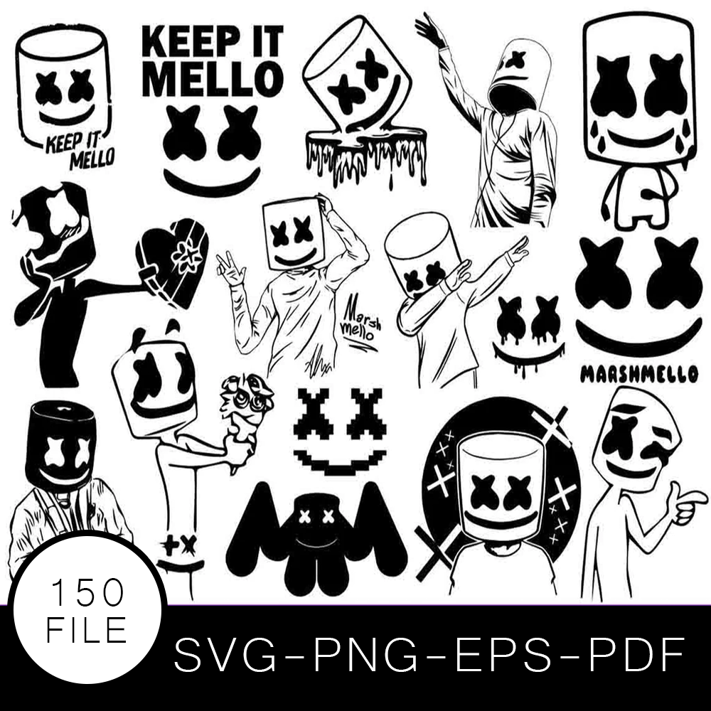 DJ Marshmello SVG Bundle, DJ Marshmello Cut file, Clipart