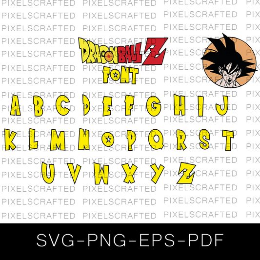 Dragon Ball Z Font SVG Bundle, Dragon Ball Z Alphabet, Letters, Dragon Ball Z SVG Bundle