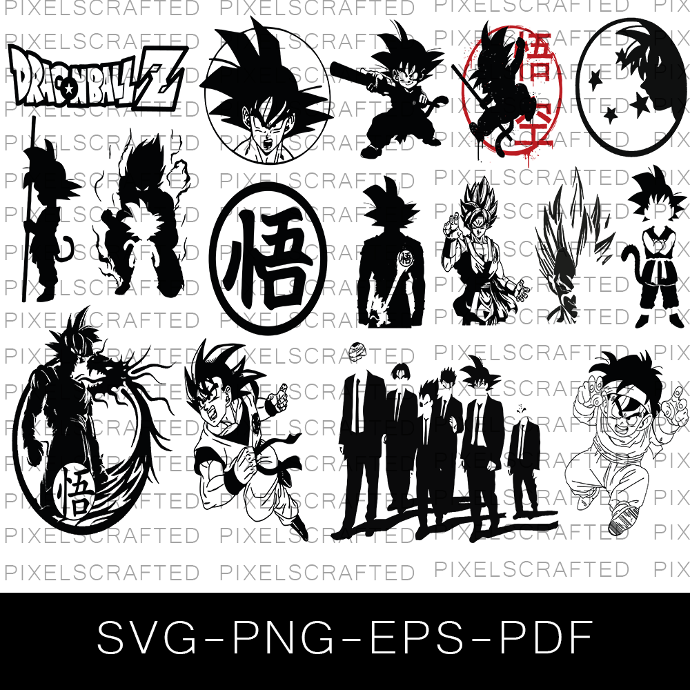 Dragon Ball Z SVG Bundle, Dragon Ball Z Cut file, Clipart, Anime Silhouette SVG Bundle