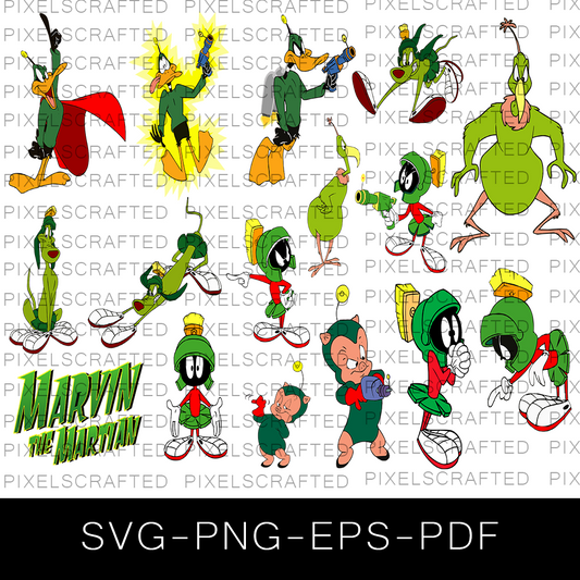 Marvin the Martian SVG Bundle, Duck Dodgers Cut file, Clipart, Duck Dodgers SVG Bundle