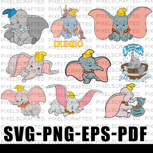 Dumbo SVG Bundle, Dumbo Cut file, Clipart, Cartoon SVG Bundle