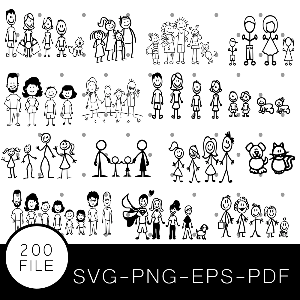 Stick Family SVG Bundle, Stick Family Cut file, Clipart