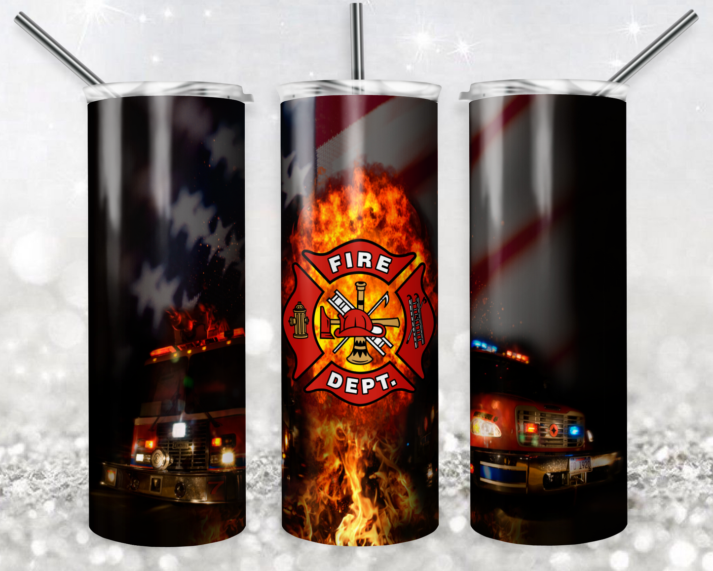 Firefighter 20oz Sublimation Tumbler Designs, Firefighter Straight Skinny Tumbler Wrap PNG