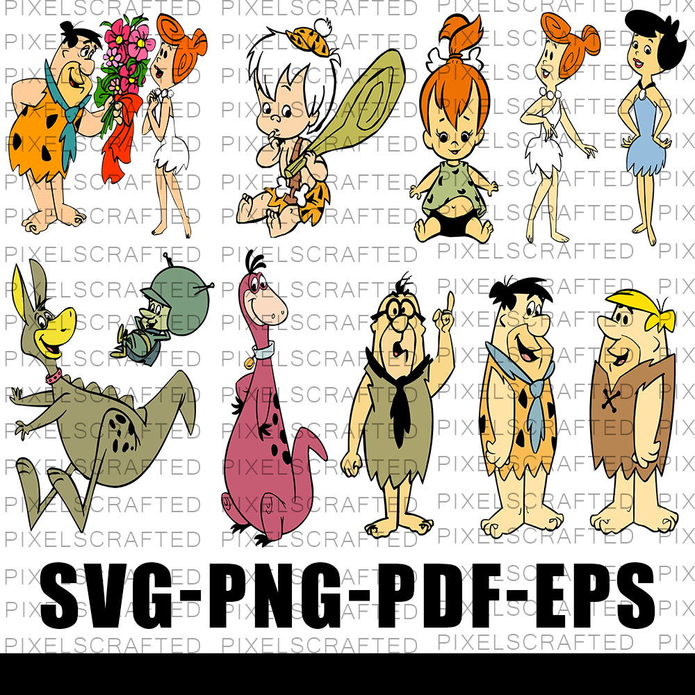 The Flintstones SVG Bundle, Flintstones Cut file, Clipart