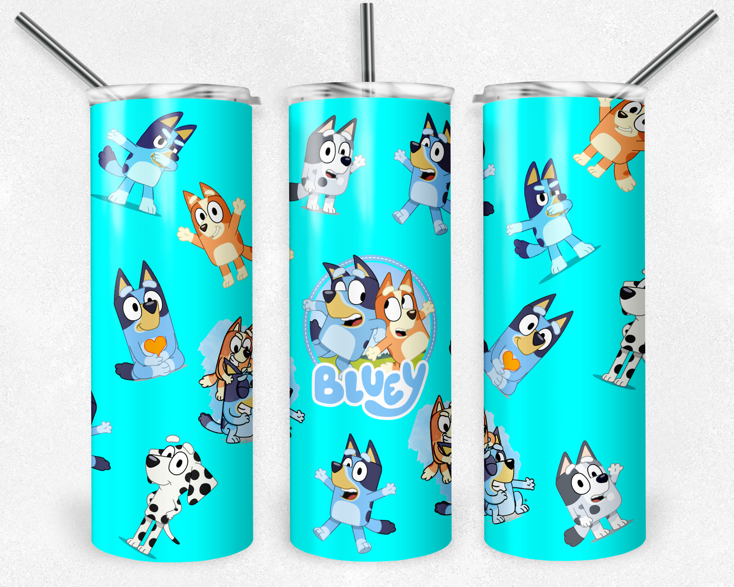 Bluey 20oz Sublimation Tumbler Designs, Bluey Straight Skinny Tumbler Wrap PNG