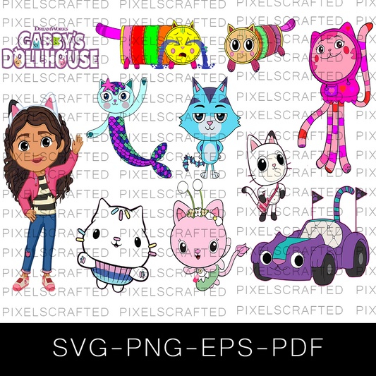 Gabbys Dollhouse SVG Bundle, Gabbys Dollhouse Cut file, Clipart