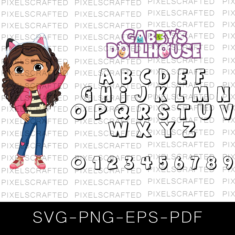 Gabbys Dollhouse Font SVG Bundle, Gabbys Dollhouse Cut file, Clipart