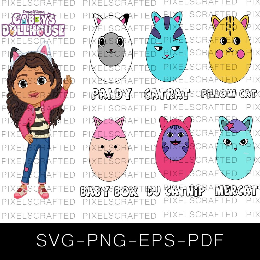 Gabbys Dollhouse SVG Bundle, Gabbys Dollhouse Cut file, Clipart