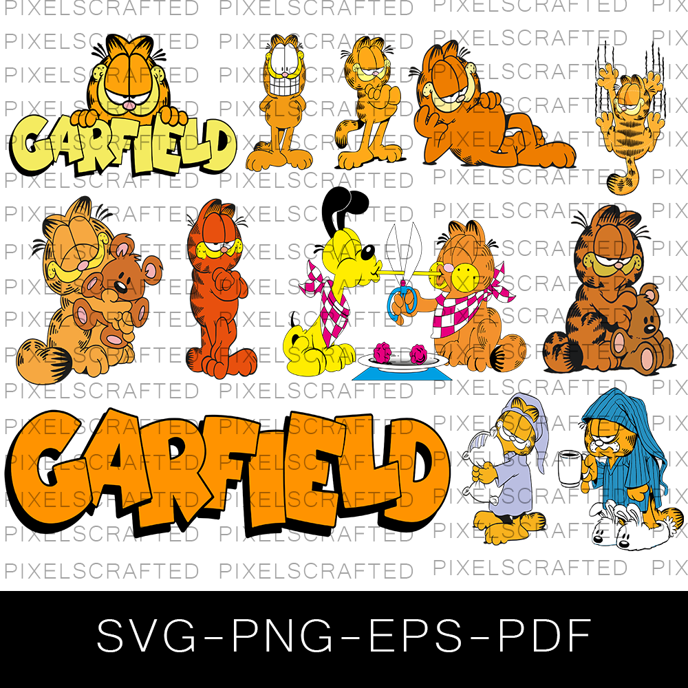 Garfield SVG Bundle, Garfield Cut file, Clipart