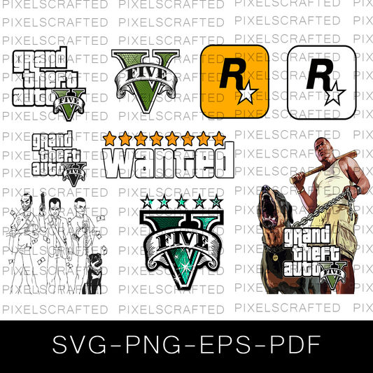 Grand Theft Auto SVG Bundle, GTA Cut file, Clipart, Game SVG Bundle