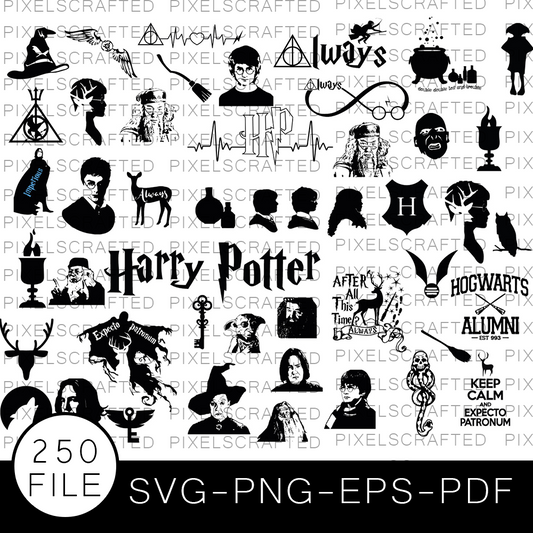 Harry Potter SVG Bundle, Harry Potter Cutfile, Clipart, Wizard SVG Bundle, Mega Bundle