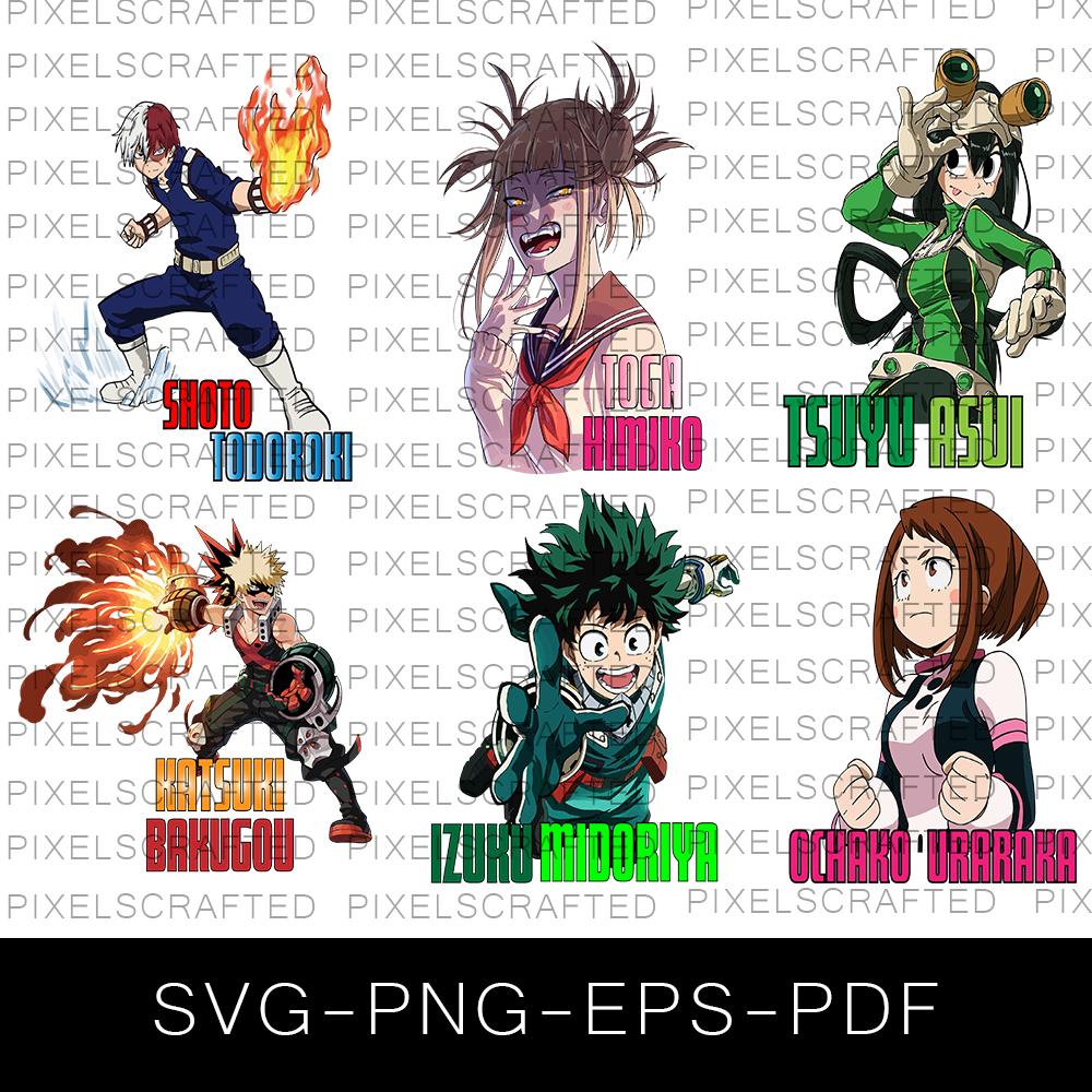 My Hero Academia SVG Bundle, My Hero Academia Cut file, Clipart, Anime SVG Bundle