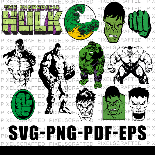 The Incredible Hulk SVG Bundle, Hulk Cut file, Clipart, Superhero SVG Bundle