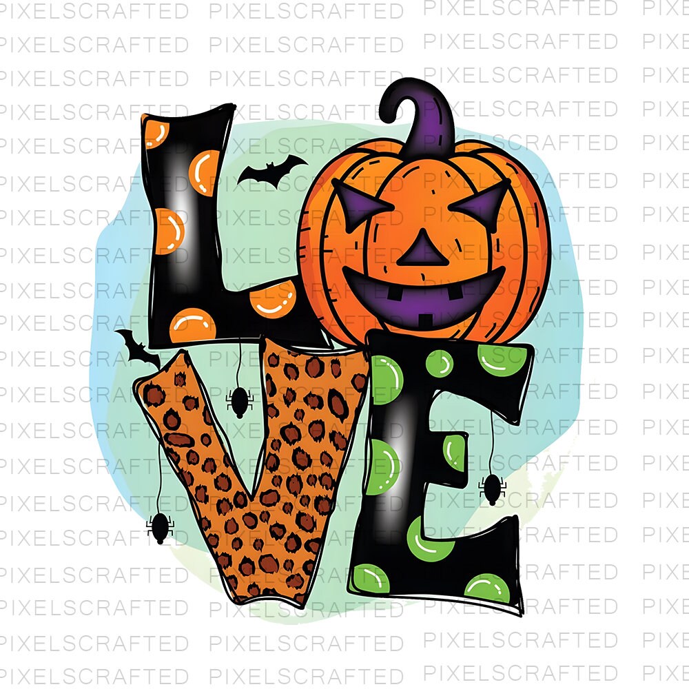 Love Halloween Png, Sublimation Png, Sublimation Designs, Pumpkin Png, Digital Download