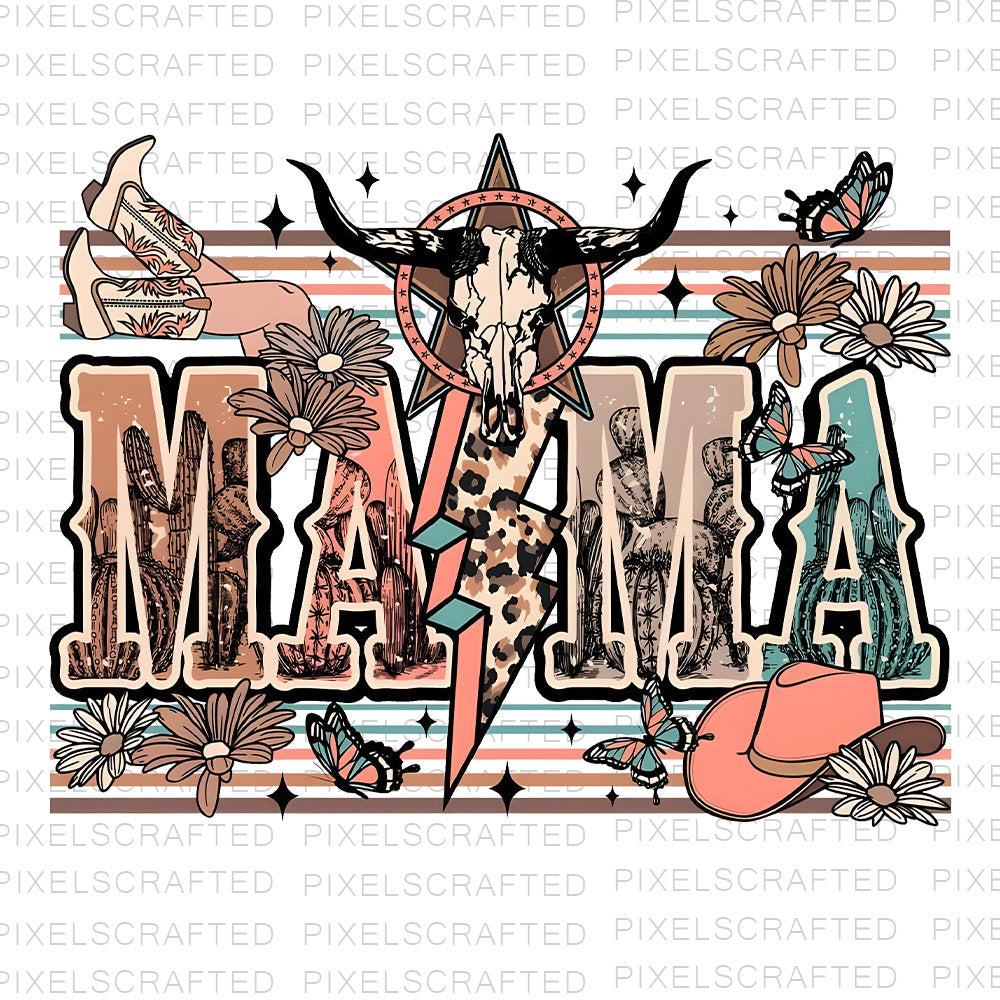 Mama Western Png, Sublimation Png, Sublimation Designs, Mama Cowboy Png, Digital Download