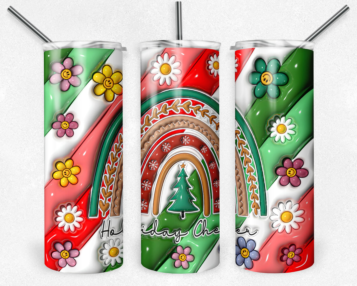 Christmas  3D Puff 20 oz Skinny Tumbler Sublimation Design, Digital Download PNG, Santa Tumbler PNG, 20 oz Tumbler Design