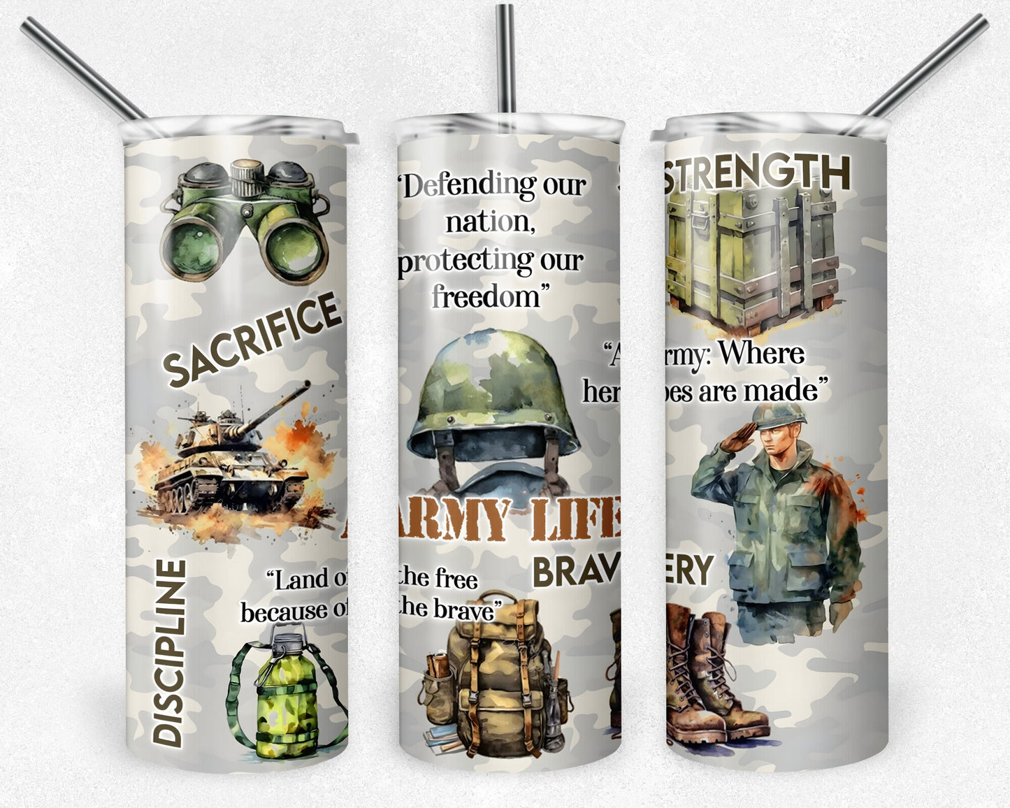 Army Life Tumbler Png, 20 oz Skinny Tumbler Sublimation Design, Digital Download PNG, Camouflage Tumbler PNG, 20oz Tumbler Design