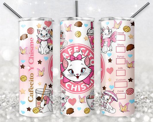 Aristocats 20 oz Skinny Tumbler Sublimation Design, Digital Download PNG, Duchess Tumbler PNG, 20oz Tumbler Design