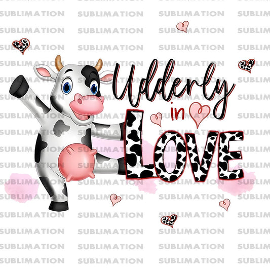 Udderly in Love Cow Png, Sublimation Png, Sublimation Designs, Highland Cow Png, Digital Download