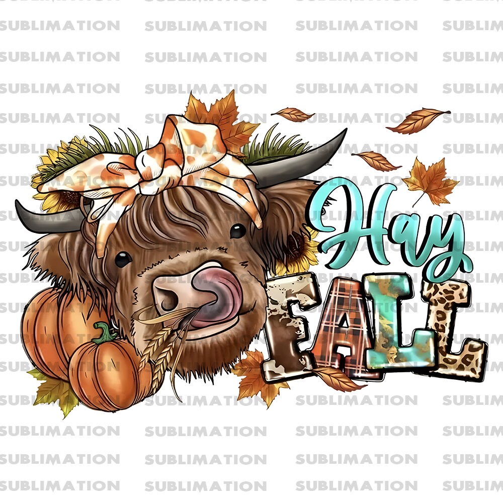 Hay Fall Png, Sublimation Png, Sublimation Designs, Highland Cow Png, Digital Download