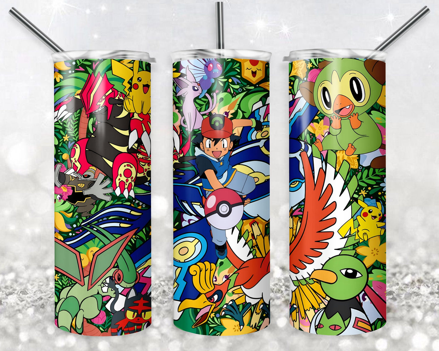 Pokemon 20 oz Skinny Tumbler Sublimation Design, Digital Download PNG, Anime PNG, 20oz Tumbler Design