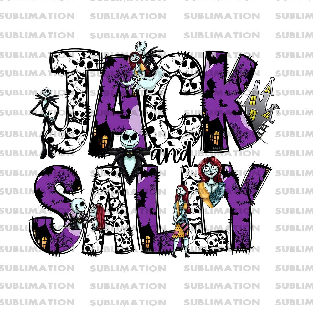 Jack And Sally Png, Jack Skellington Png, Sublimation Png, Sublimation Designs, Halloween Png, Digital Download