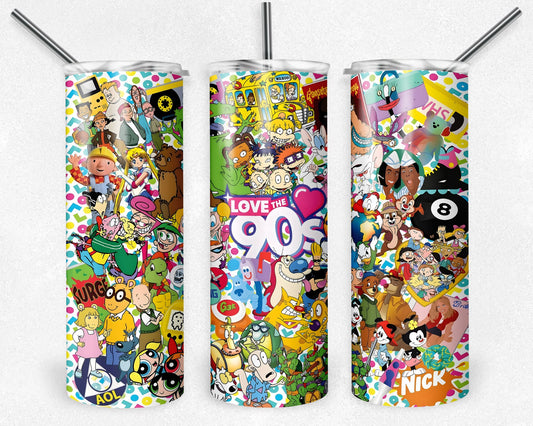 90's Cartoon Tumbler Png, 20 oz Skinny Tumbler Sublimation Design, Digital Download PNG, Tv Series Tumbler PNG, 20oz Tumbler Design