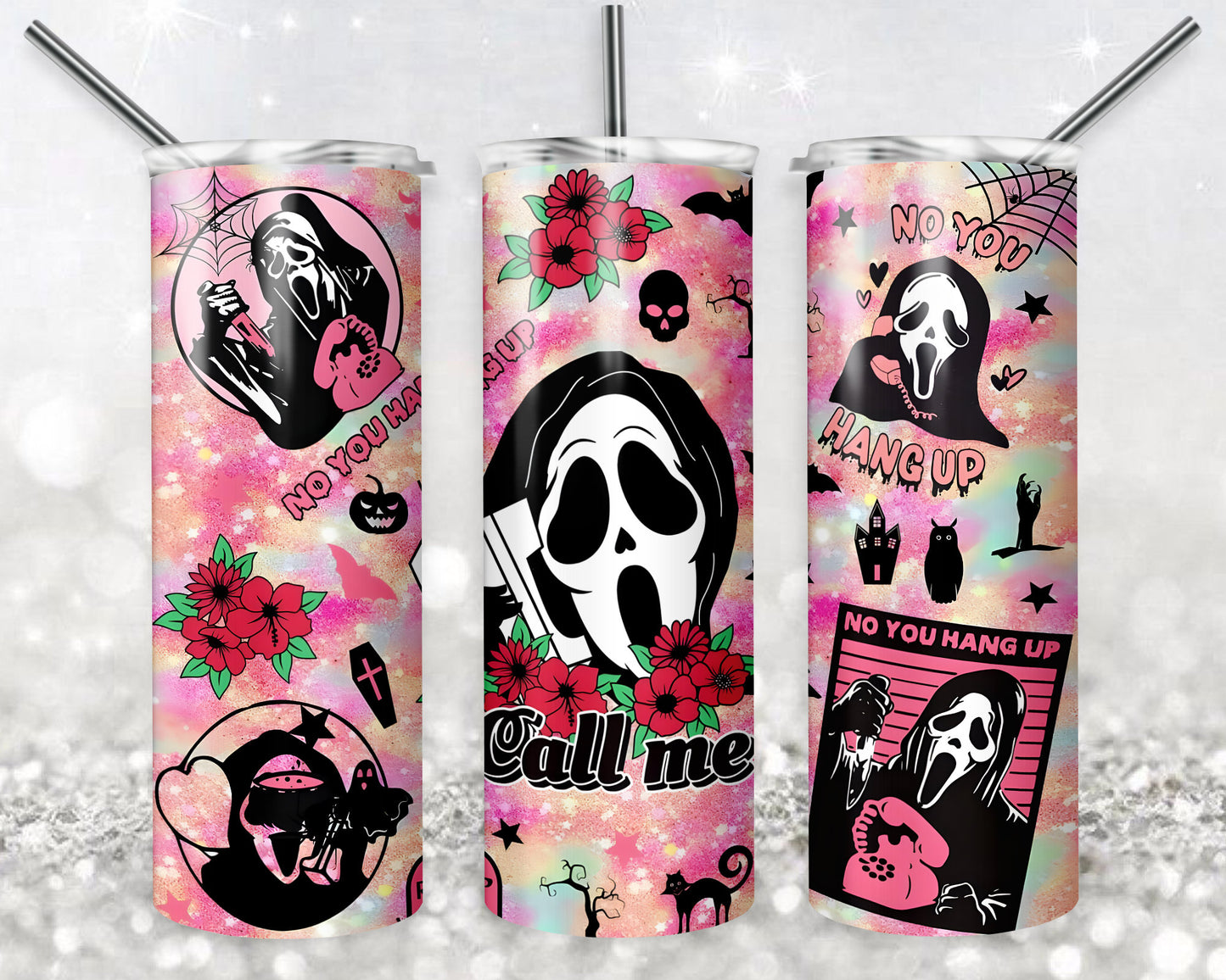 Scream Tumbler, 20 oz Skinny Tumbler Sublimation Design, Digital Download PNG,  Ghost Face Tumbler PNG, Horror Movie Tumbler