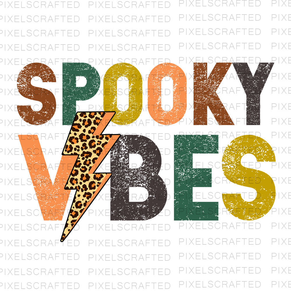 Spooky Vibes Png, Sublimation Png, Sublimation Designs, Lightening Leopard Png, Digital Download
