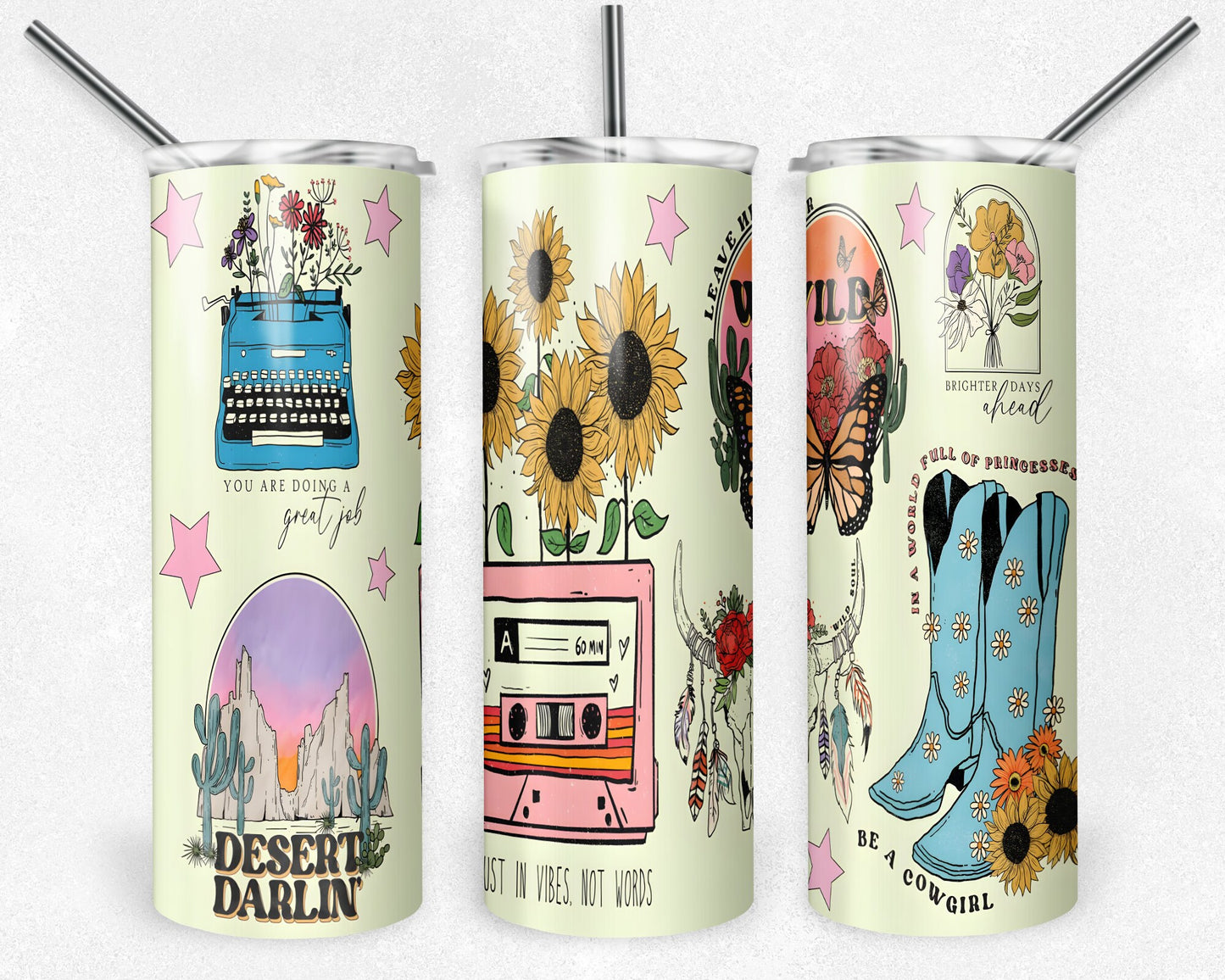 Retro Cowgirl Tumbler Png, 20 oz Skinny Tumbler Sublimation Design, Digital Download PNG, Western Tumbler PNG, 20oz Tumbler Design