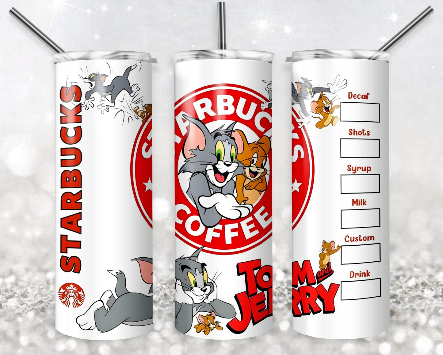 Tom and Jerry Png, 20 oz Skinny Tumbler Sublimation Design, Digital Download PNG, Starbucks Tumbler PNG, 20oz Tumbler Design