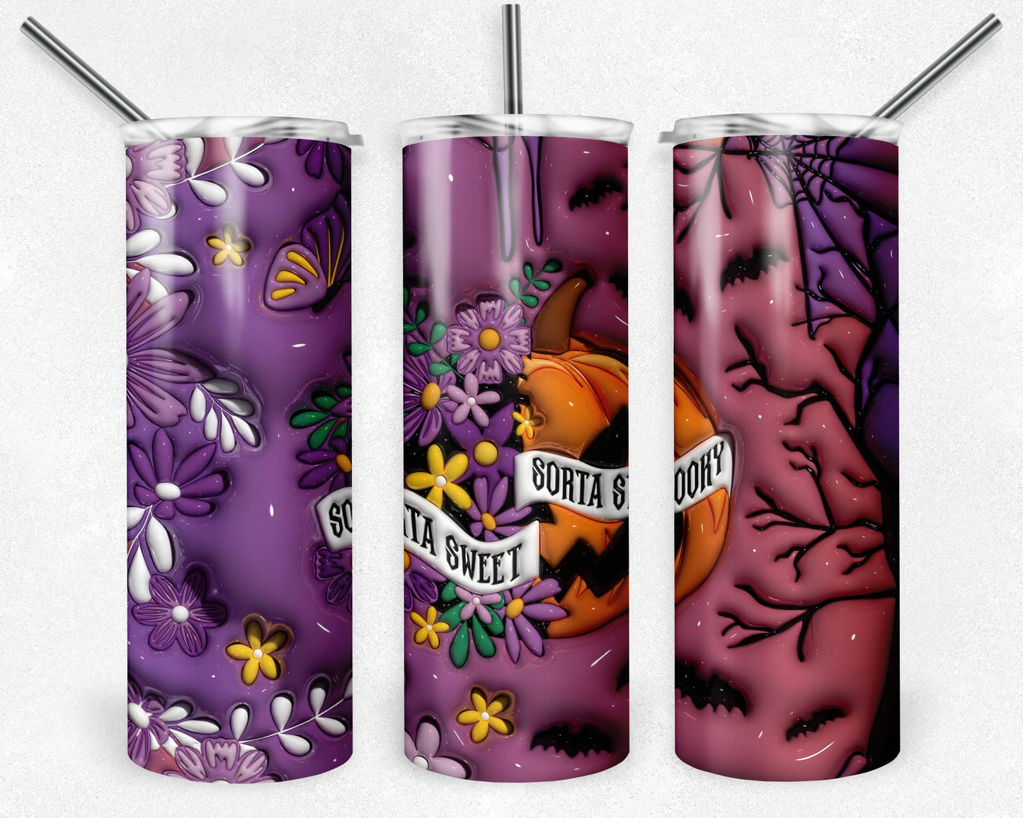 Sorta Sweet Sorta Spooky Tumbler, 20 oz Skinny Tumbler Sublimation Design, Digital Download PNG, Halloween Tumbler PNG, 20oz Tumbler Design