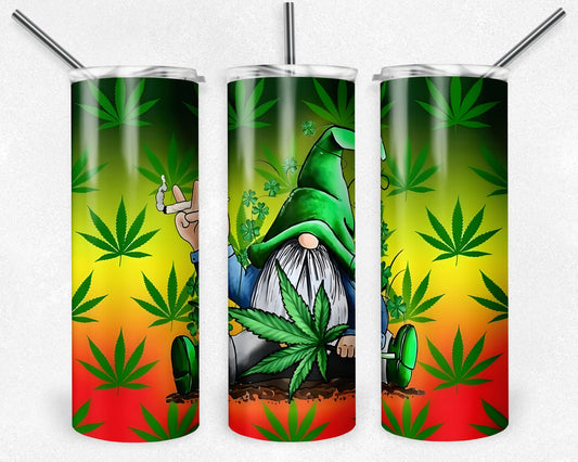 Weed Gnome Tumbler, 20 oz Skinny Tumbler Sublimation Design, Digital Download PNG, Smoke Weed Everday Tumbler PNG, 20oz Tumbler Design