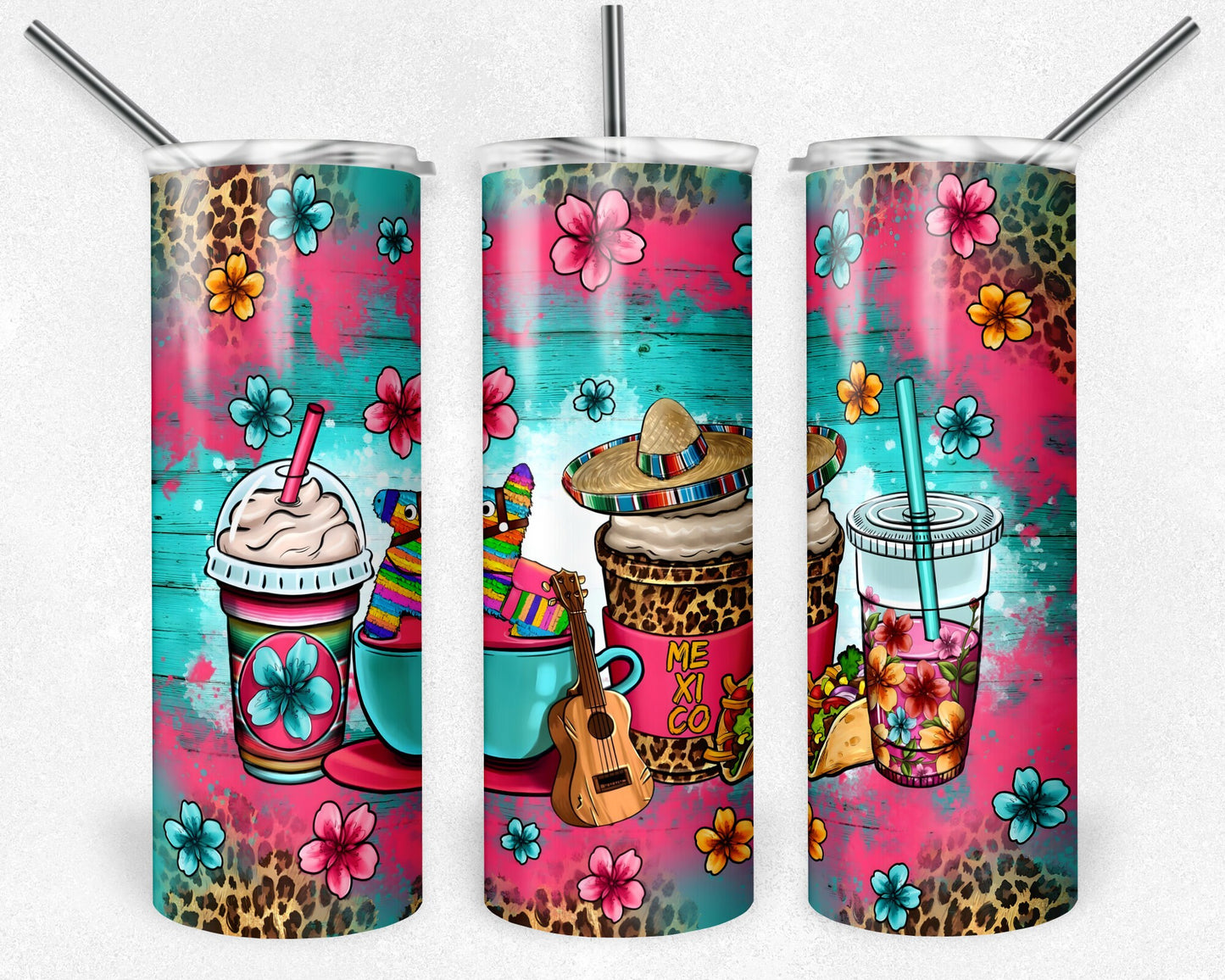 Mexico Coffee Tumbler Png, 20 oz Skinny Tumbler Sublimation Design, Digital Download PNG, Mexico Sombrero Tumbler PNG, 20oz Tumbler Design