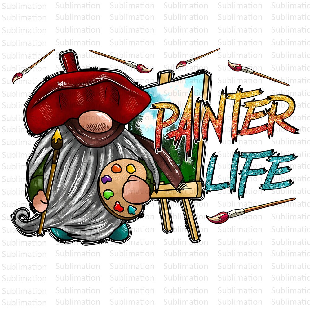 Painter Life Png, Leonardo da Vinci Png, Gnome Png, Sublimation Png, Digital Download