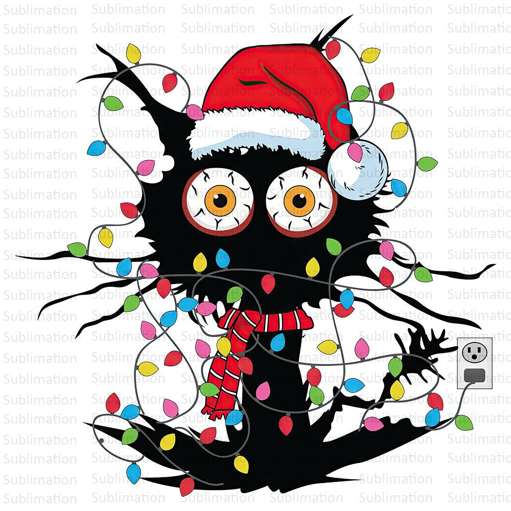 Christmas Black Cat Png, Christmas Merry Png, Christmas Tree Png, Sublimation Png, Digital Download