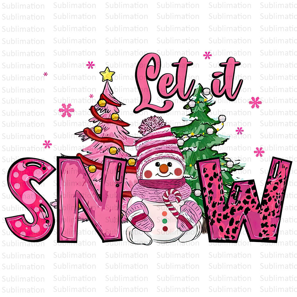 Let It Snow Pink Christmas Png, Merry Christmas Png, Happy Holiday Png, Pink Christmas Png,Christmas Png,Digital Download