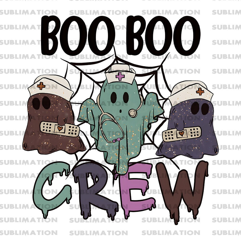 Boo Boo Crew Png, Sublimation Png, Sublimation Designs, Ghost Nurse Png, Digital Download