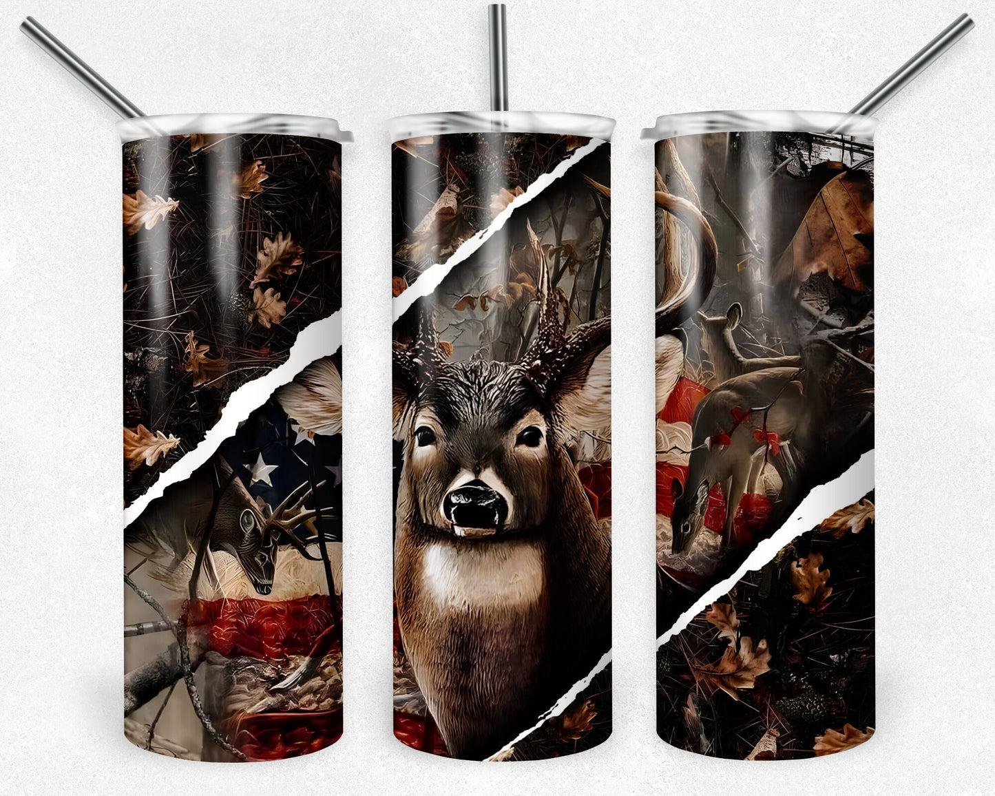 Deer American Flag Tumbler Png, 20 oz Skinny Tumbler Sublimation Design, Digital Download PNG, Patriotic Tumbler PNG, 20oz Tumbler Design