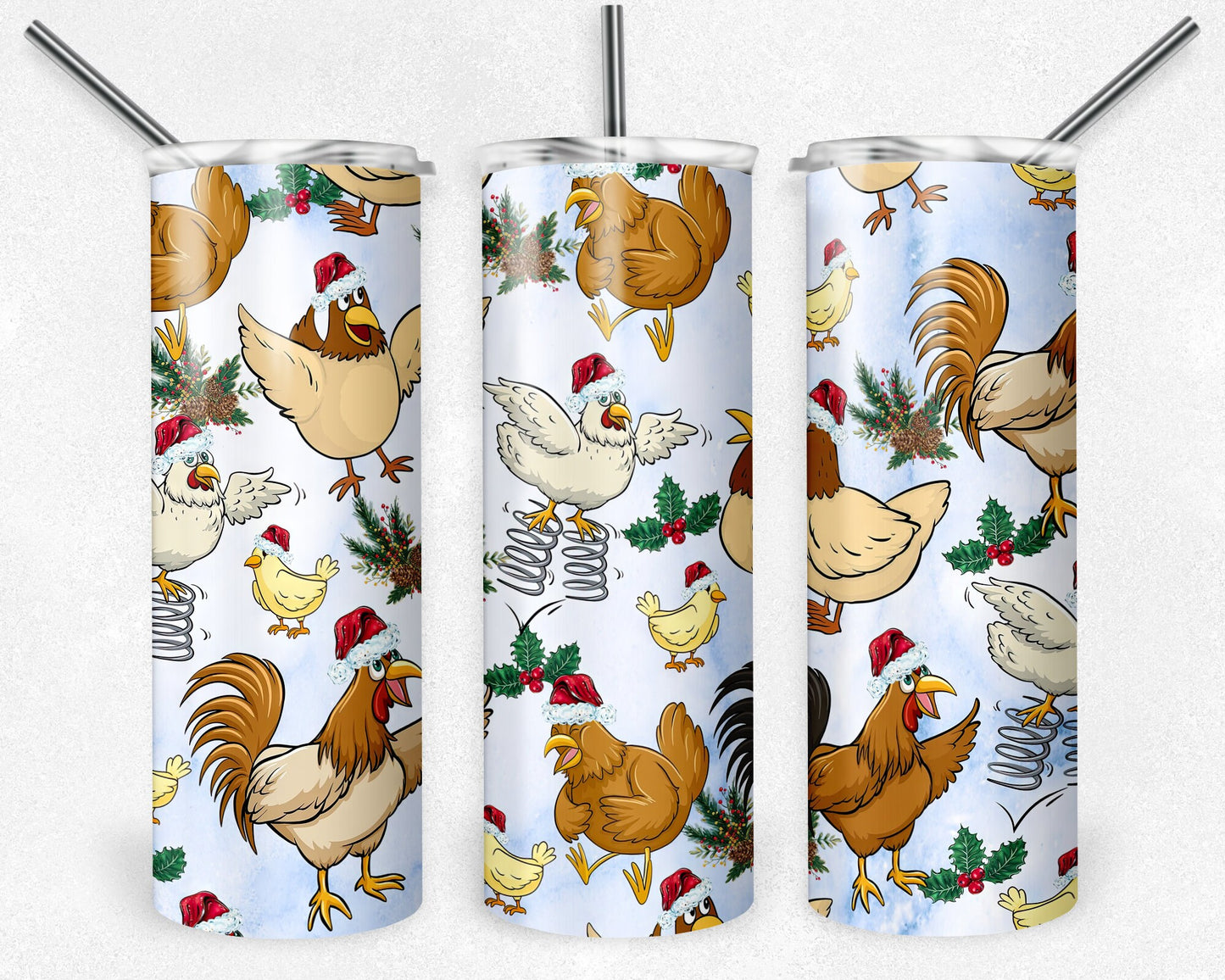 Christmas Chicken Png Tumbler, 20 oz Skinny Tumbler Sublimation Design, Digital Download PNG, Christmas Hat Tumbler PNG, 20oz Tumbler Design