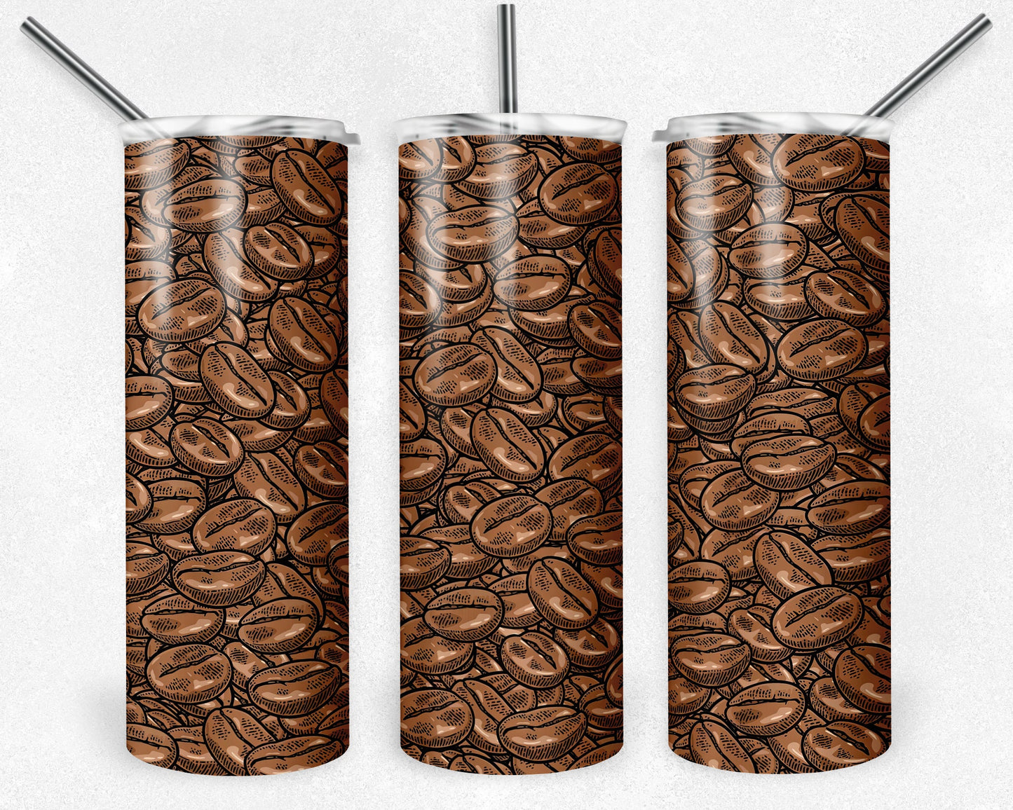 Coffee Bean Tumbler Png, 20 oz Skinny Tumbler Sublimation Design, Digital Download PNG, Beverage Tumbler PNG, 20oz Tumbler Design