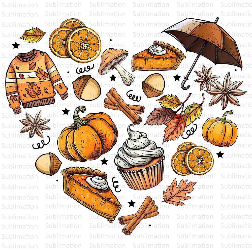 Heart Fall Png, Love Fall Png, Love Heart Autmn Png, Fall Vibe, Pumpkin Png, Sublimation Png, Digital Download