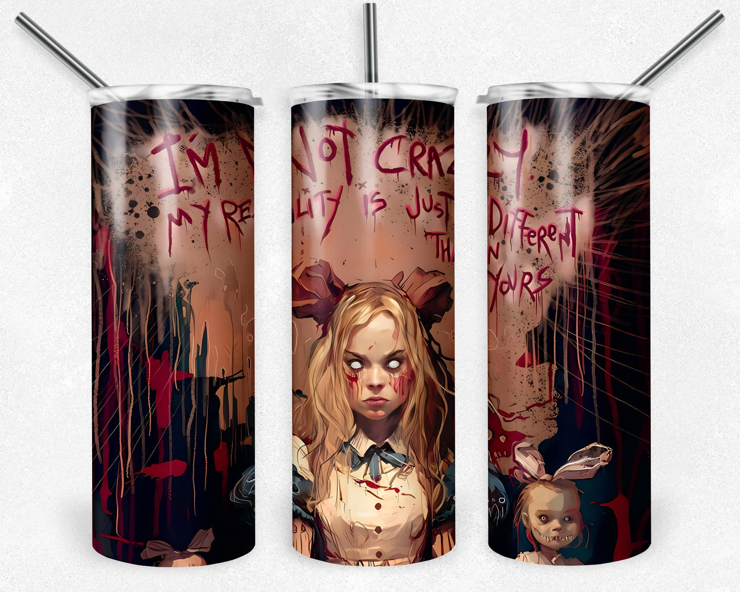 Girl Horror Tumbler Png, 20 oz Skinny Tumbler Sublimation Design, Digital Download PNG, Horror Movie Tumbler PNG, 20oz Tumbler Design